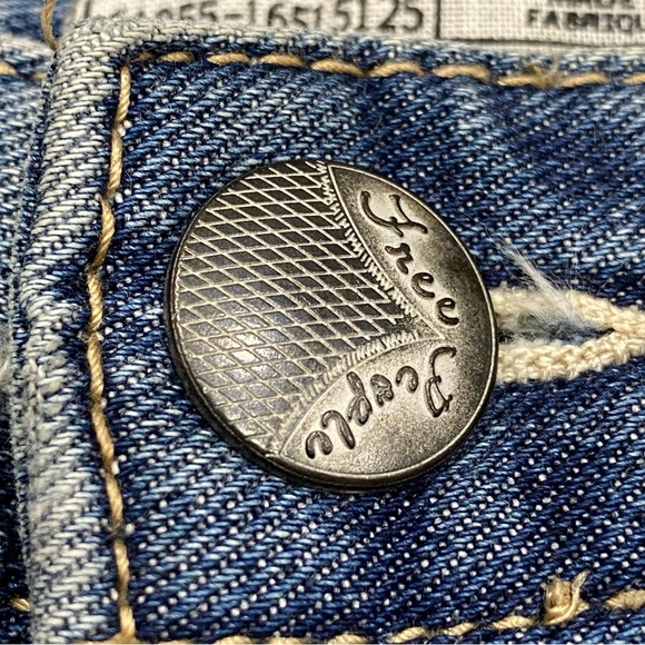 Free People Jean Shorts Womens 28 Blue Cut Off Frayed Distressed Denim High Rise - Picture 3 of 12